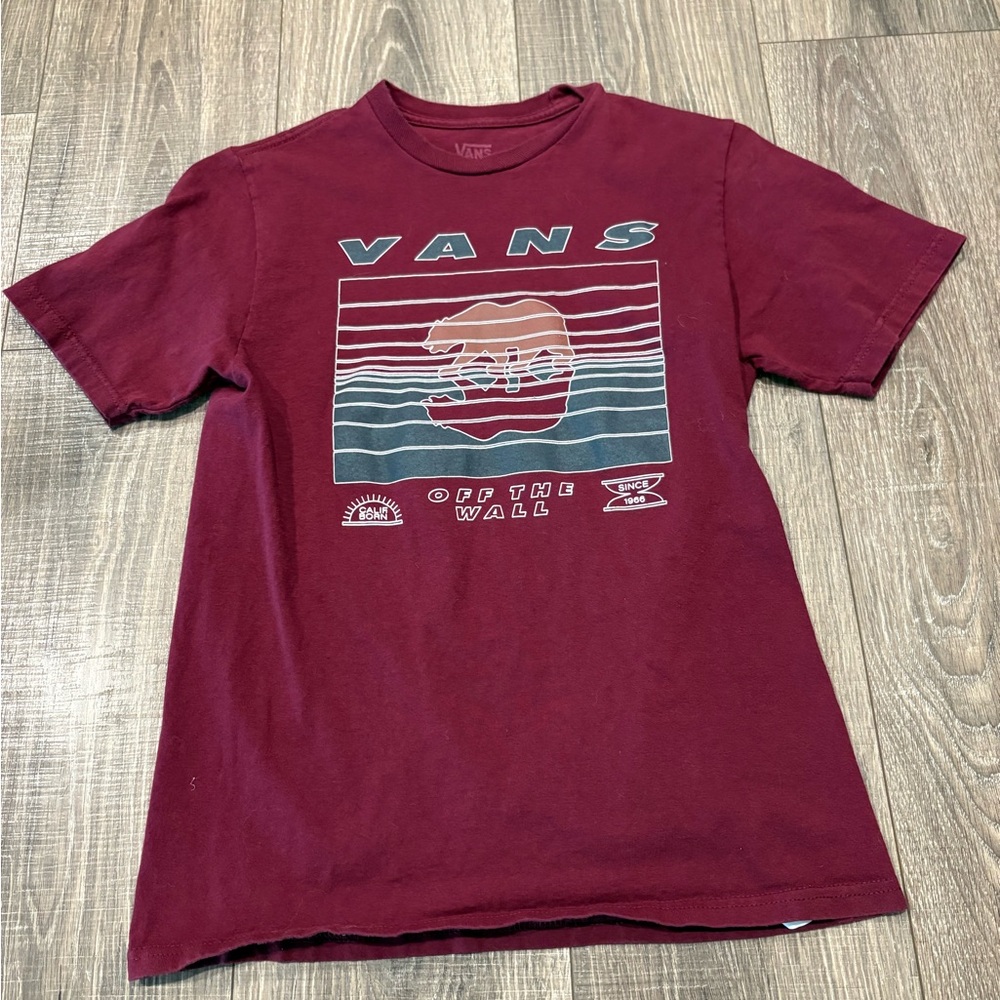 Vans Boys Maroon Short Sleeve Tee